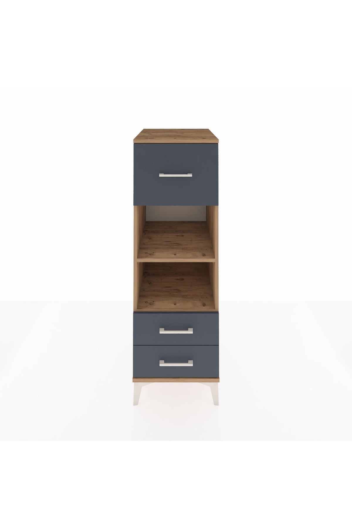 Kronos Dolap 2 Raflı 3 Çekmeceli 44x59x134 Çam-Antrasit