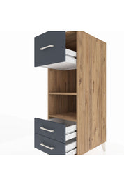 Kronos Dolap 2 Raflı 3 Çekmeceli 44x59x134 Çam-Antrasit
