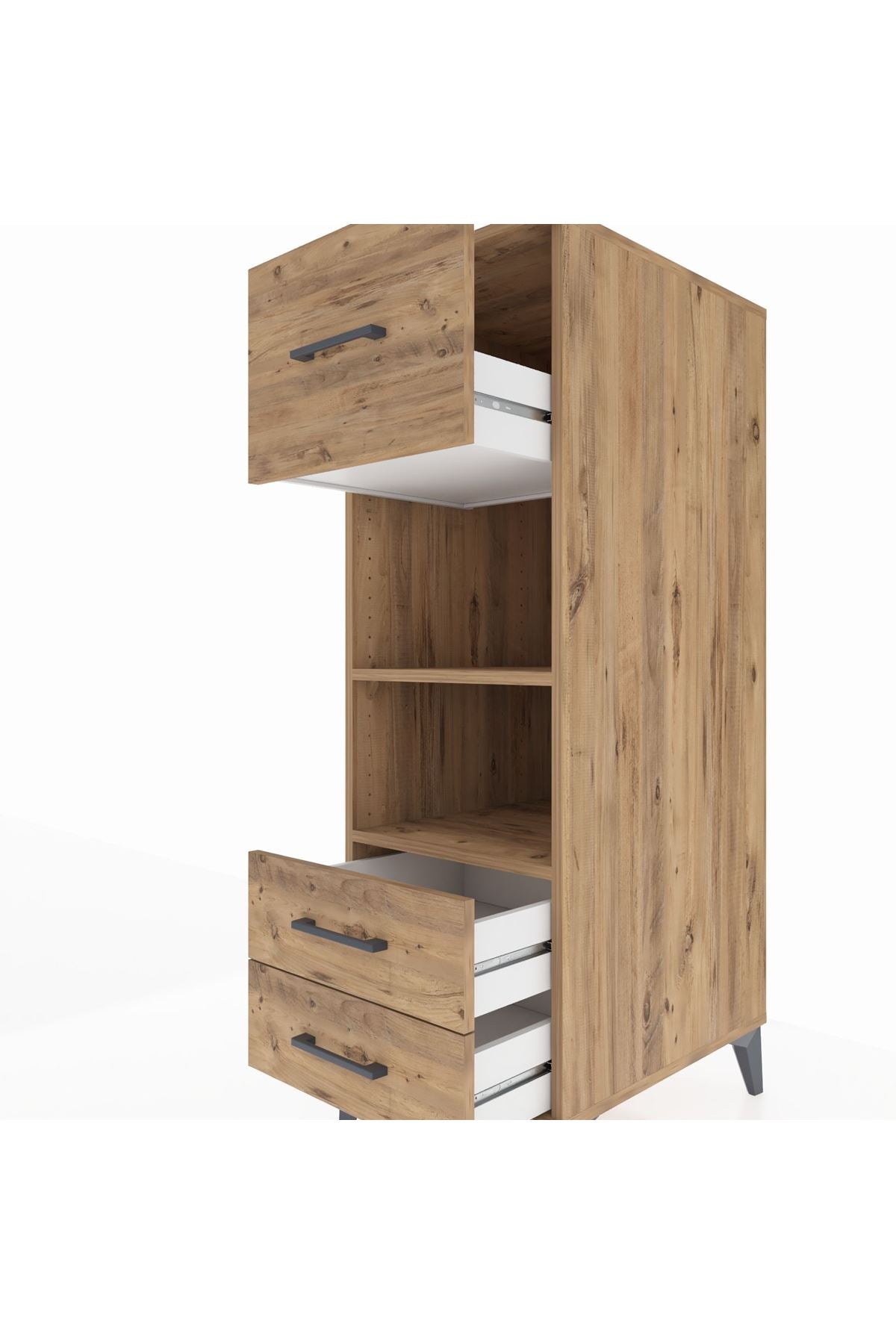 Kronos Dolap 2 Raflı 3 Çekmeceli 44x59x134 Çam-Çam