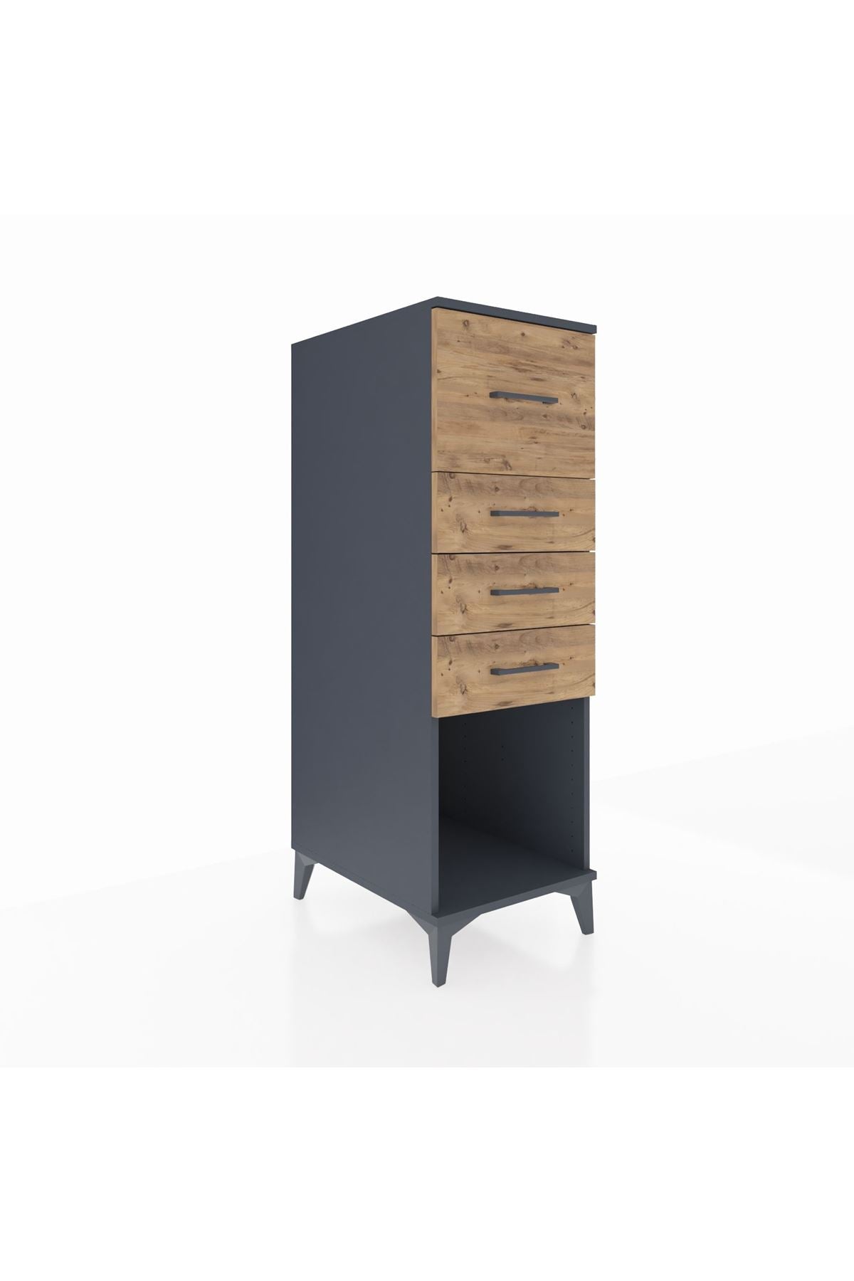 Kronos Dolap 4 Çekmeceli 44x59x134 Antrasit-Çam