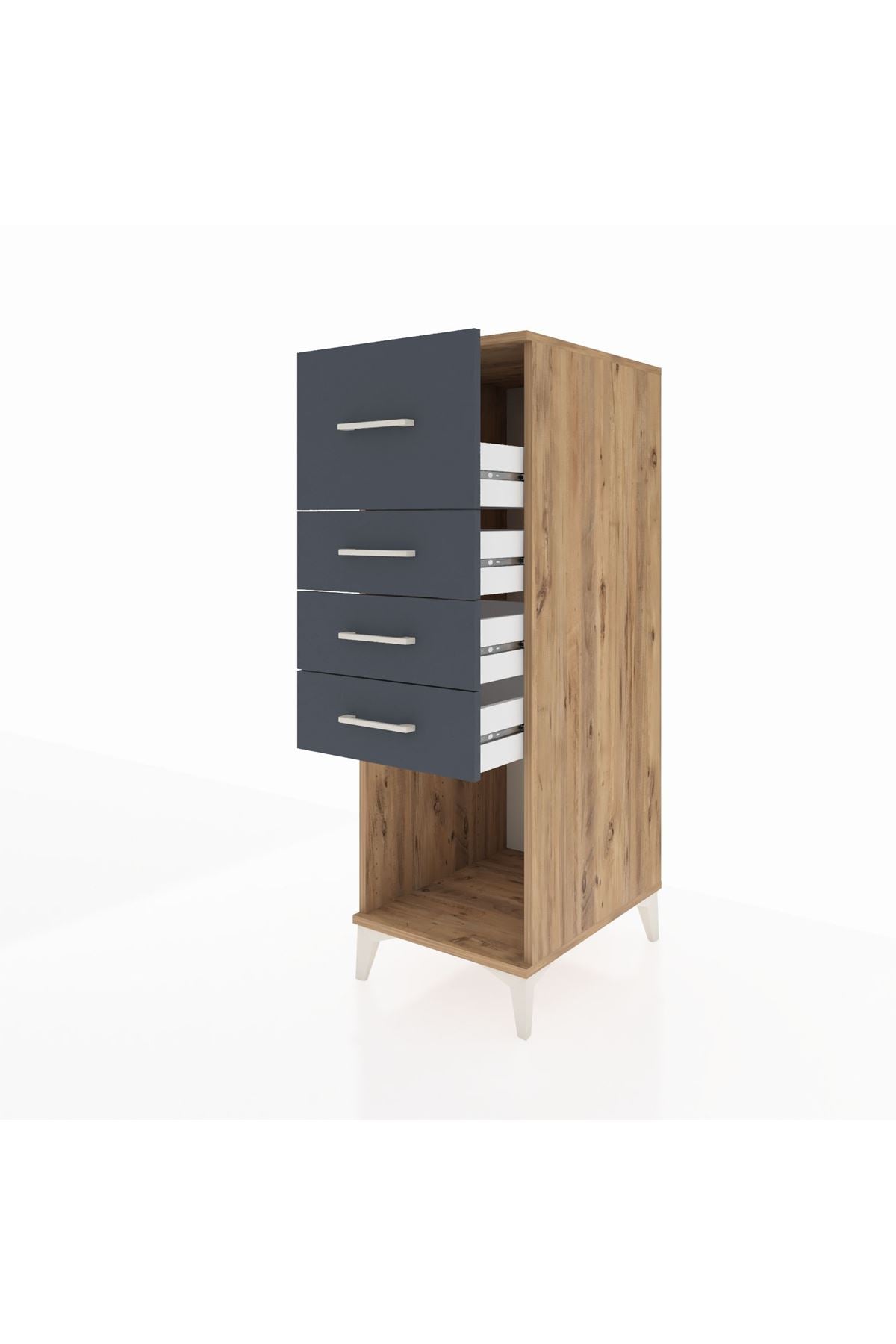 Kronos Dolap 4 Çekmeceli 44x59x134 Çam-Antrasit