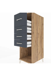 Kronos Dolap 4 Çekmeceli 44x59x134 Çam-Antrasit