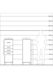 Kronos Dolap 4 Çekmeceli 44x59x134 Çam-Antrasit