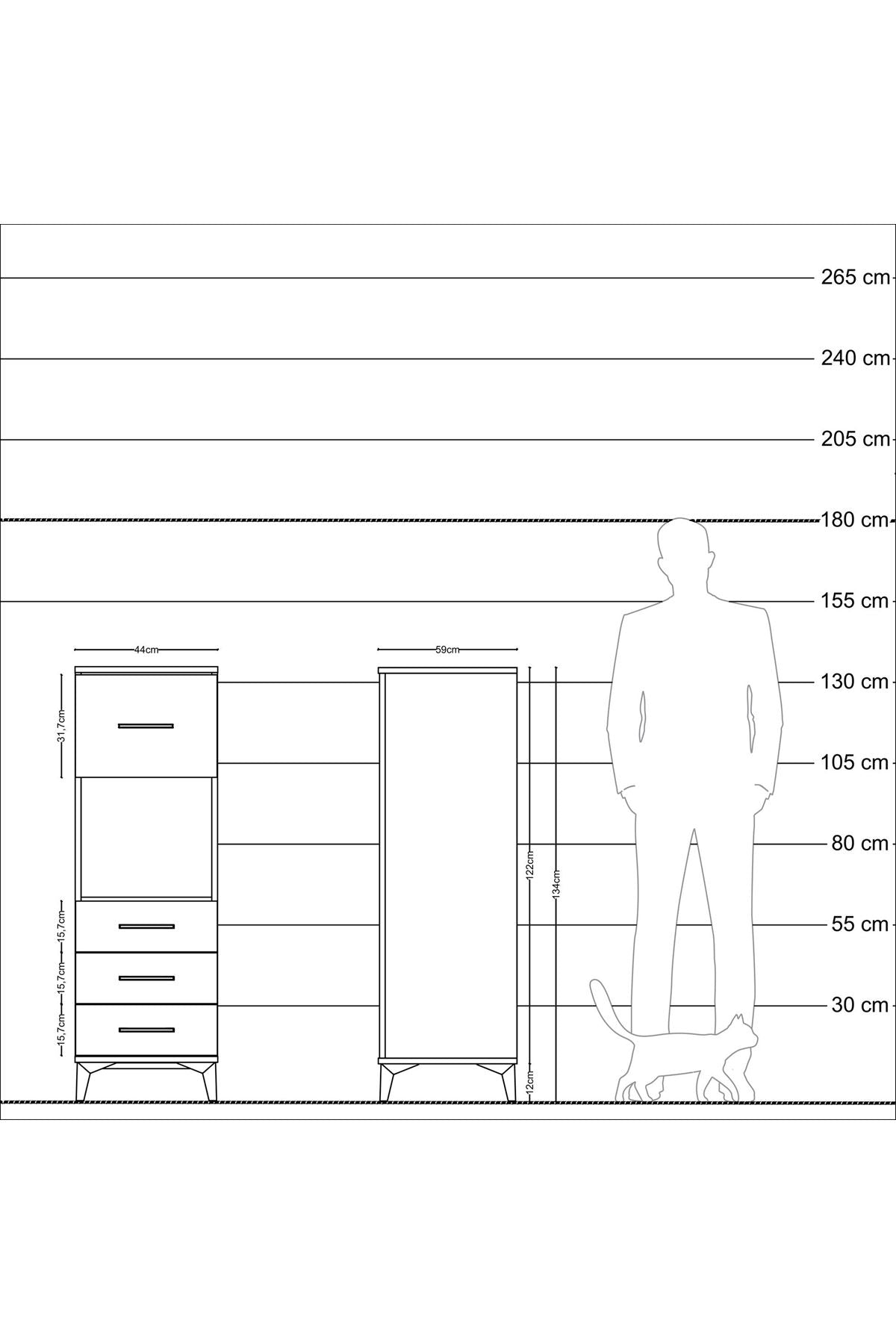 Kronos Dolap Tek Raflı 4 Çekmeceli 44x59x134 Aytaşı-Aytaşı