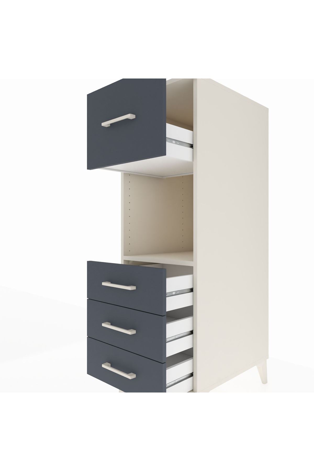 Kronos Dolap Tek Raflı 4 Çekmeceli 44x59x134 Aytaşı-Antrasit