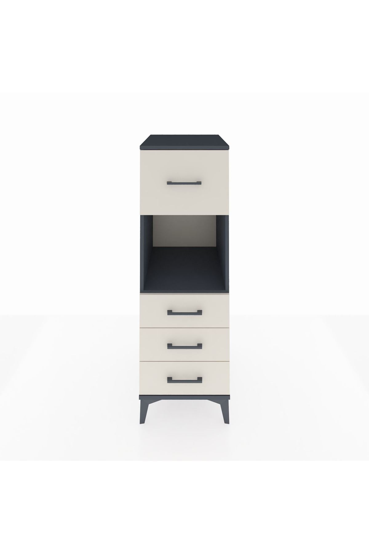 Kronos Dolap Tek Raflı 4 Çekmeceli 44x59x134 Antrasit-Aytaşı