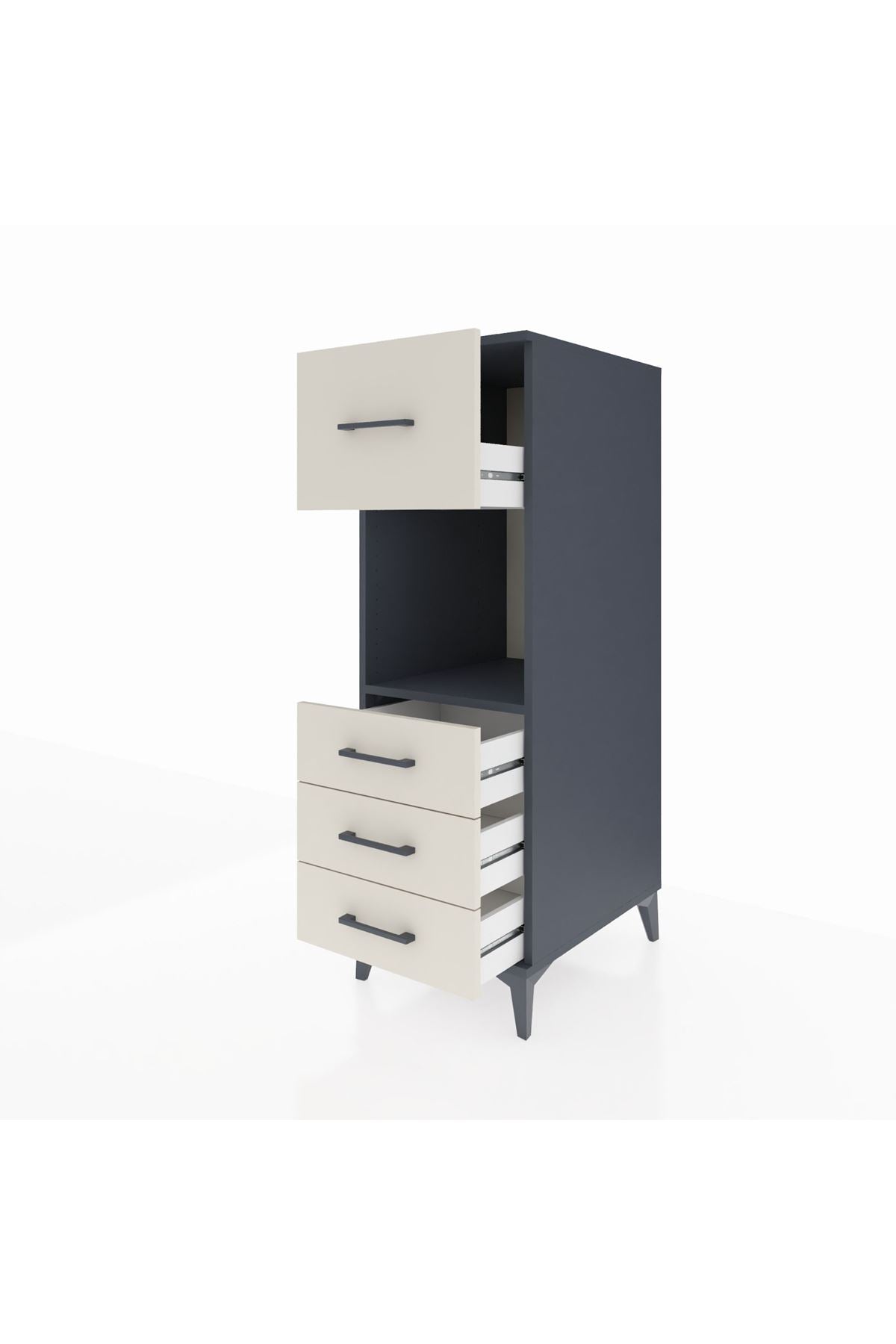 Kronos Dolap Tek Raflı 4 Çekmeceli 44x59x134 Antrasit-Aytaşı