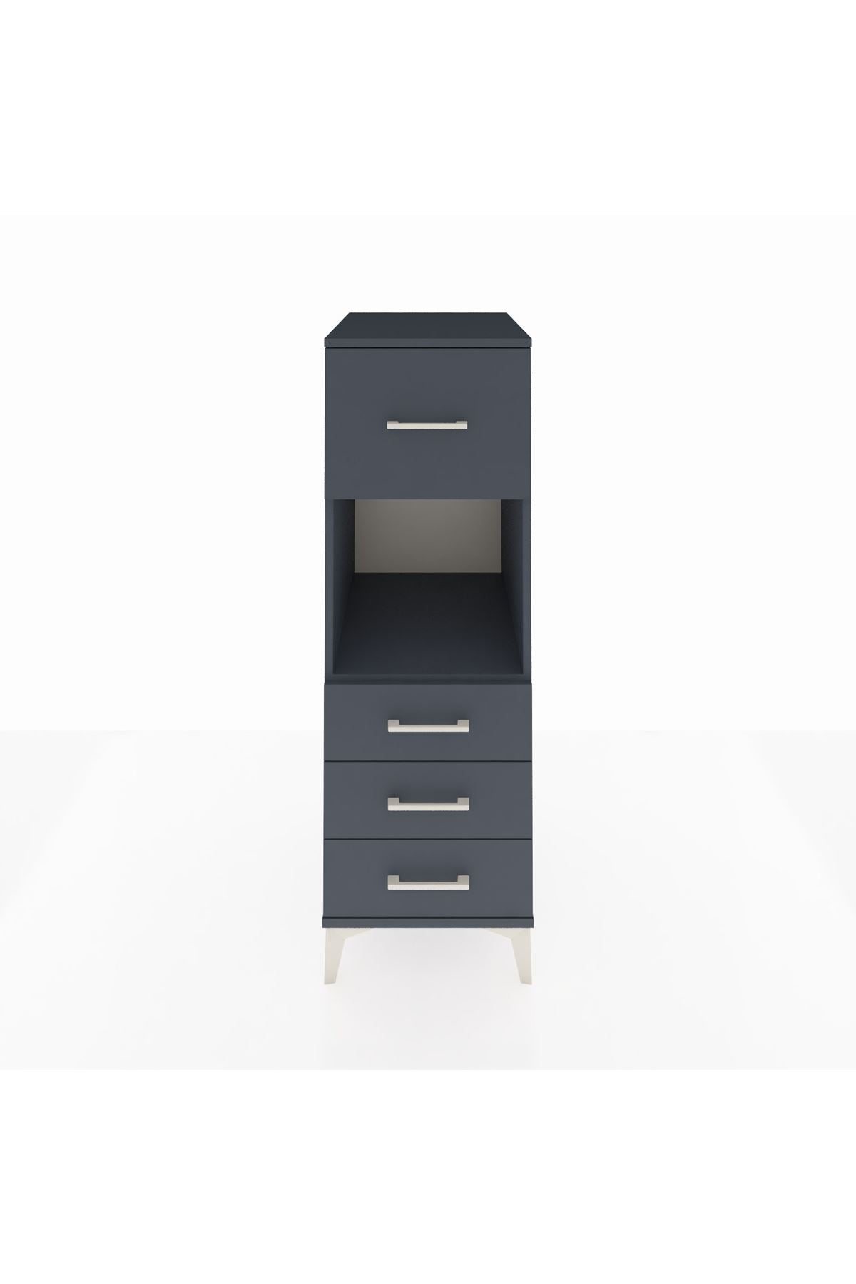 Kronos Dolap Tek Raflı 4 Çekmeceli 44x59x134 Antrasit-Antrasit