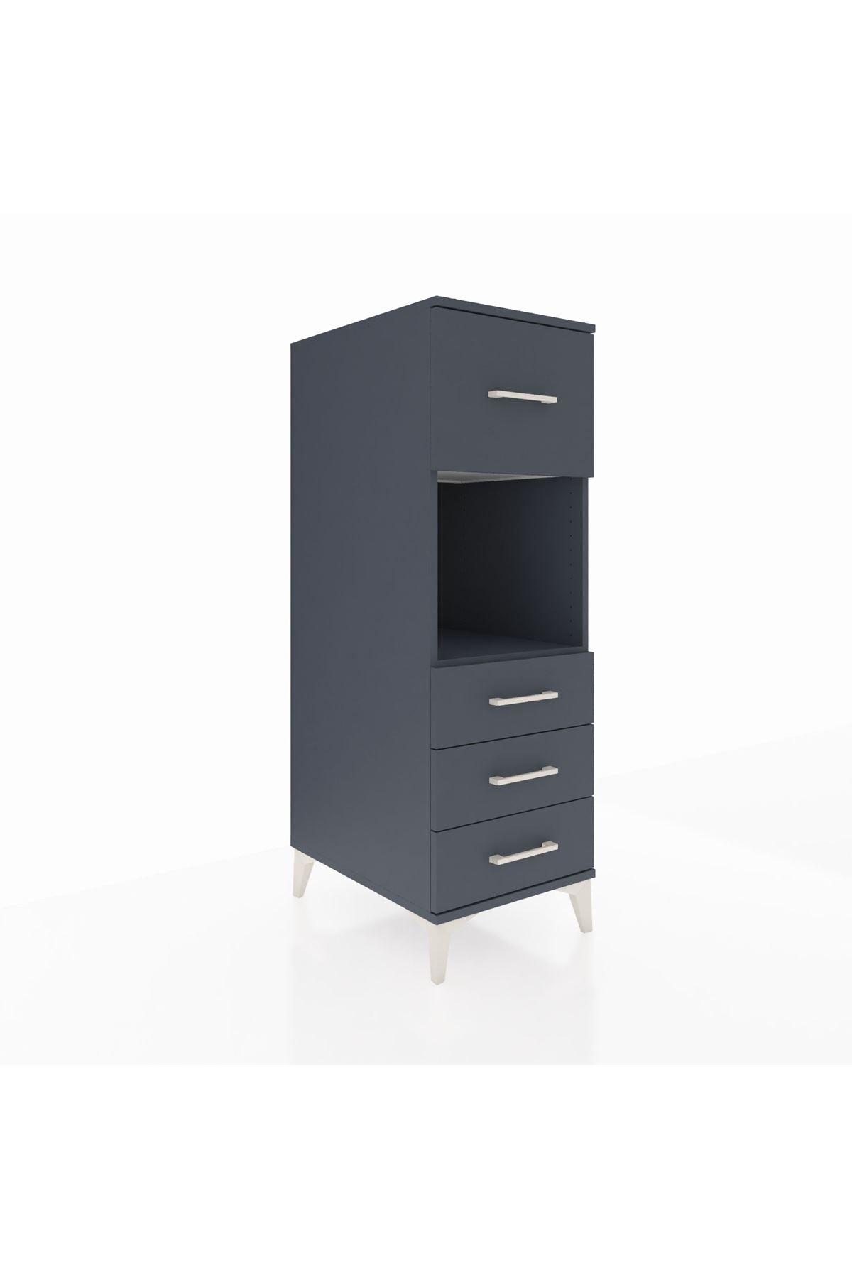 Kronos Dolap Tek Raflı 4 Çekmeceli 44x59x134 Antrasit-Antrasit