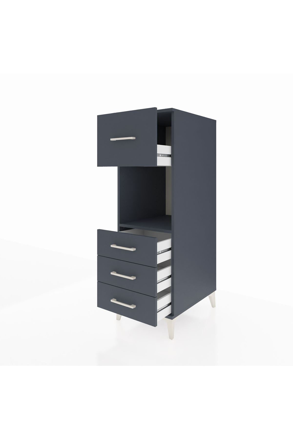 Kronos Dolap Tek Raflı 4 Çekmeceli 44x59x134 Antrasit-Antrasit