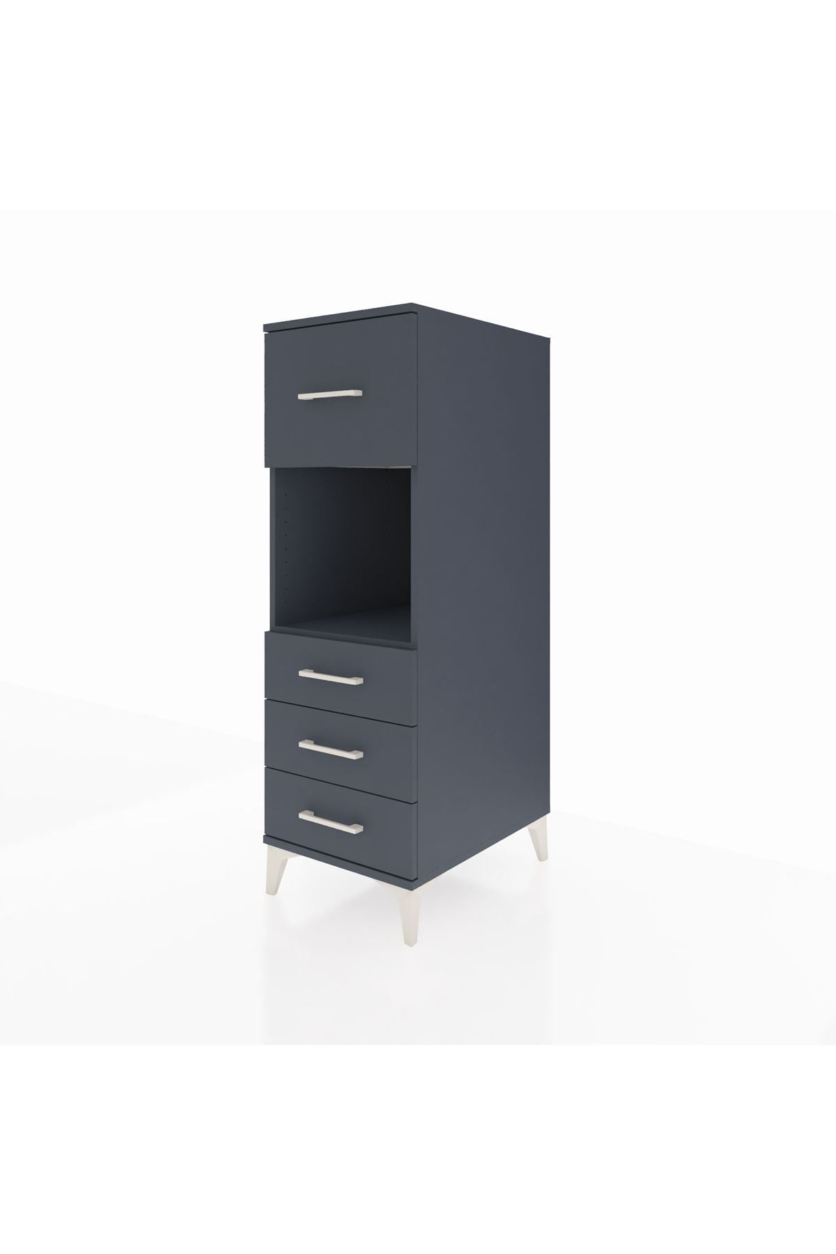 Kronos Dolap Tek Raflı 4 Çekmeceli 44x59x134 Antrasit-Antrasit