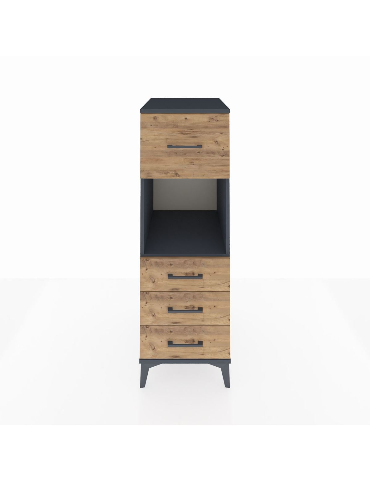 Kronos Dolap Tek Raflı 4 Çekmeceli 44x59x134 Antrasit-Çam