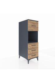 Kronos Dolap Tek Raflı 4 Çekmeceli 44x59x134 Antrasit-Çam