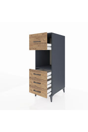 Kronos Dolap Tek Raflı 4 Çekmeceli 44x59x134 Antrasit-Çam