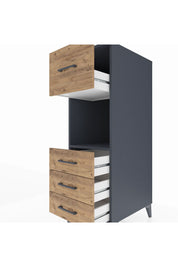 Kronos Dolap Tek Raflı 4 Çekmeceli 44x59x134 Antrasit-Çam