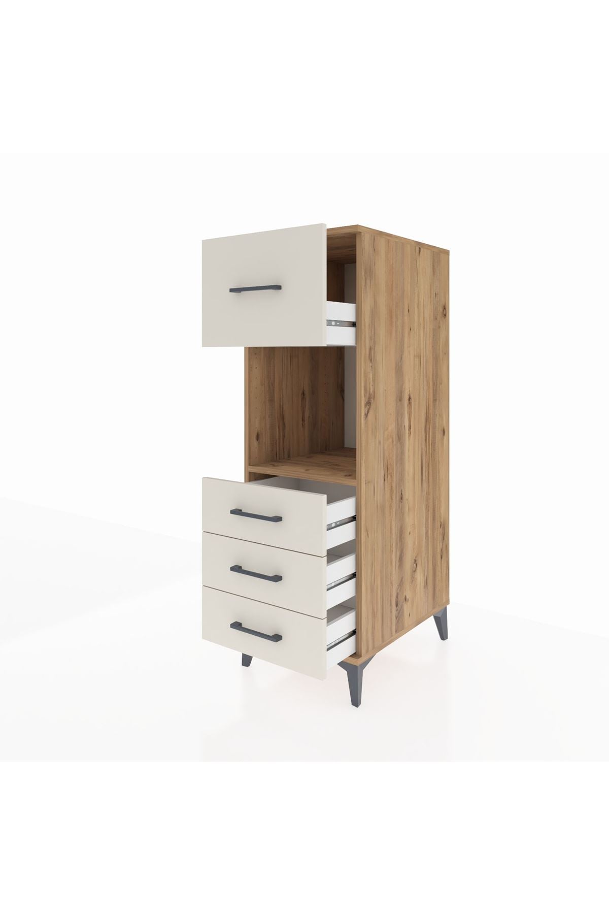 Kronos Dolap Tek Raflı 4 Çekmeceli 44x59x134 Çam-Aytaşı