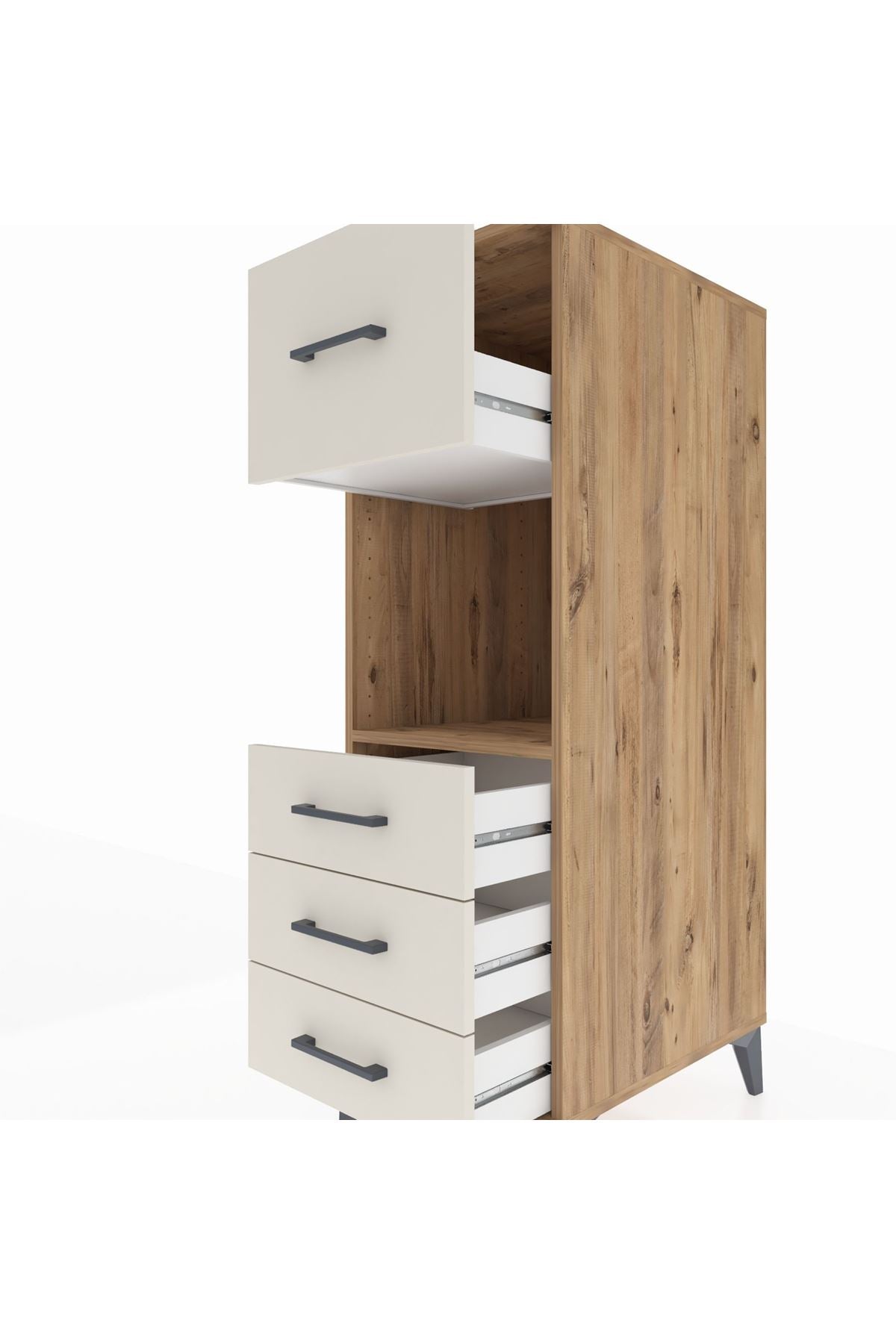 Kronos Dolap Tek Raflı 4 Çekmeceli 44x59x134 Çam-Aytaşı