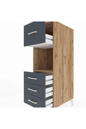 Kronos Dolap Tek Raflı 4 Çekmeceli 44x59x134 Çam-Antrasit