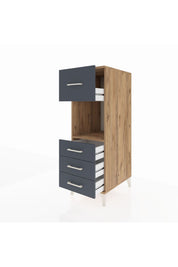 Kronos Dolap Tek Raflı 4 Çekmeceli 44x59x134 Çam-Antrasit