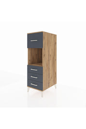 Kronos Dolap Tek Raflı 4 Çekmeceli 44x59x134 Çam-Antrasit