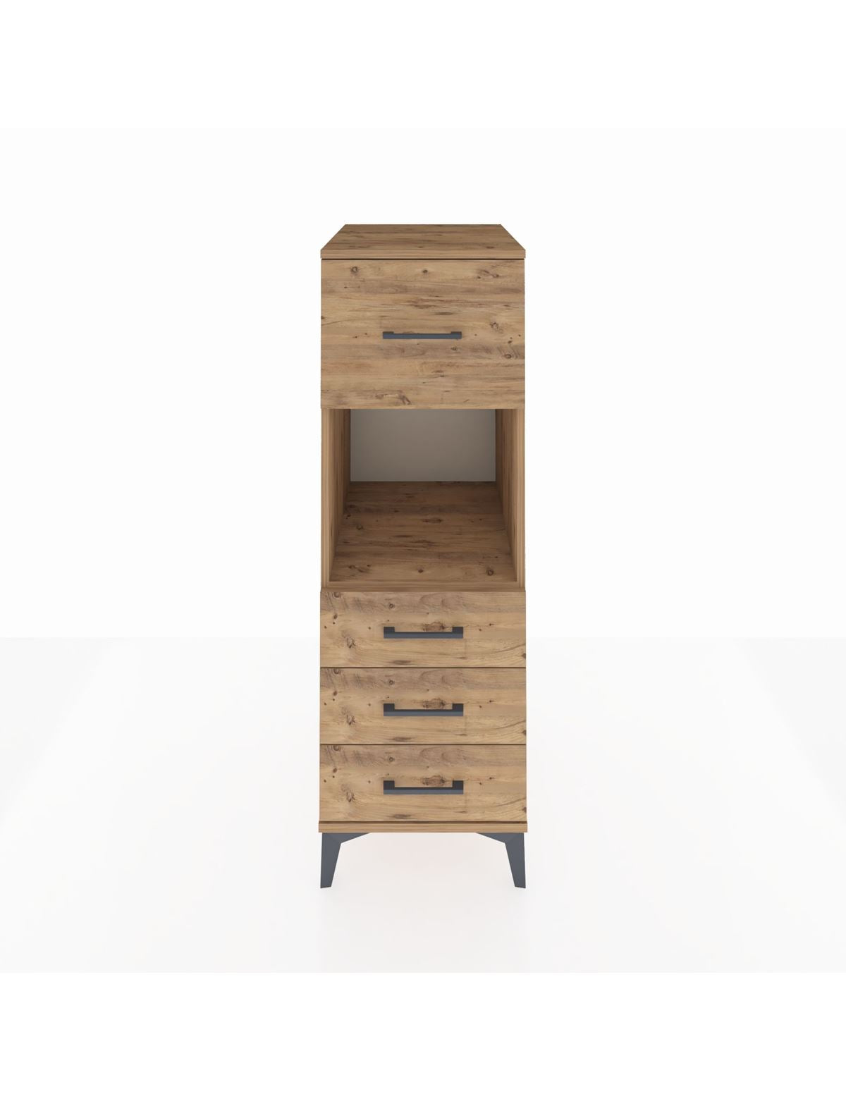 Kronos Dolap Tek Raflı 4 Çekmeceli 44x59x134 Çam-Çam