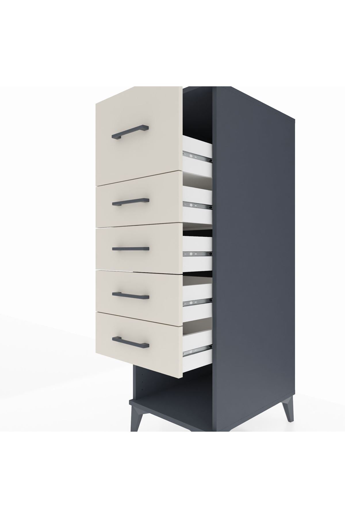 Kronos Dolap 5 Çekmeceli 44x59x134 Antrasit-Aytaşı