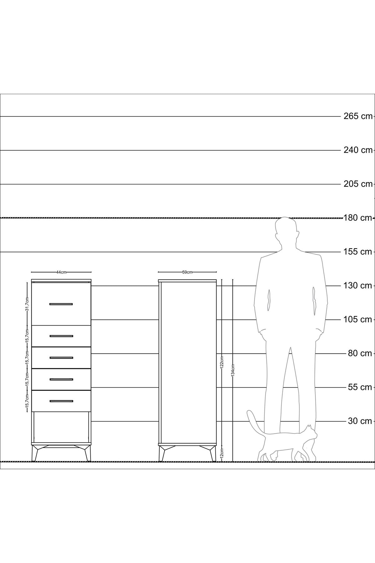 Kronos Dolap 5 Çekmeceli 44x59x134 Antrasit-Aytaşı