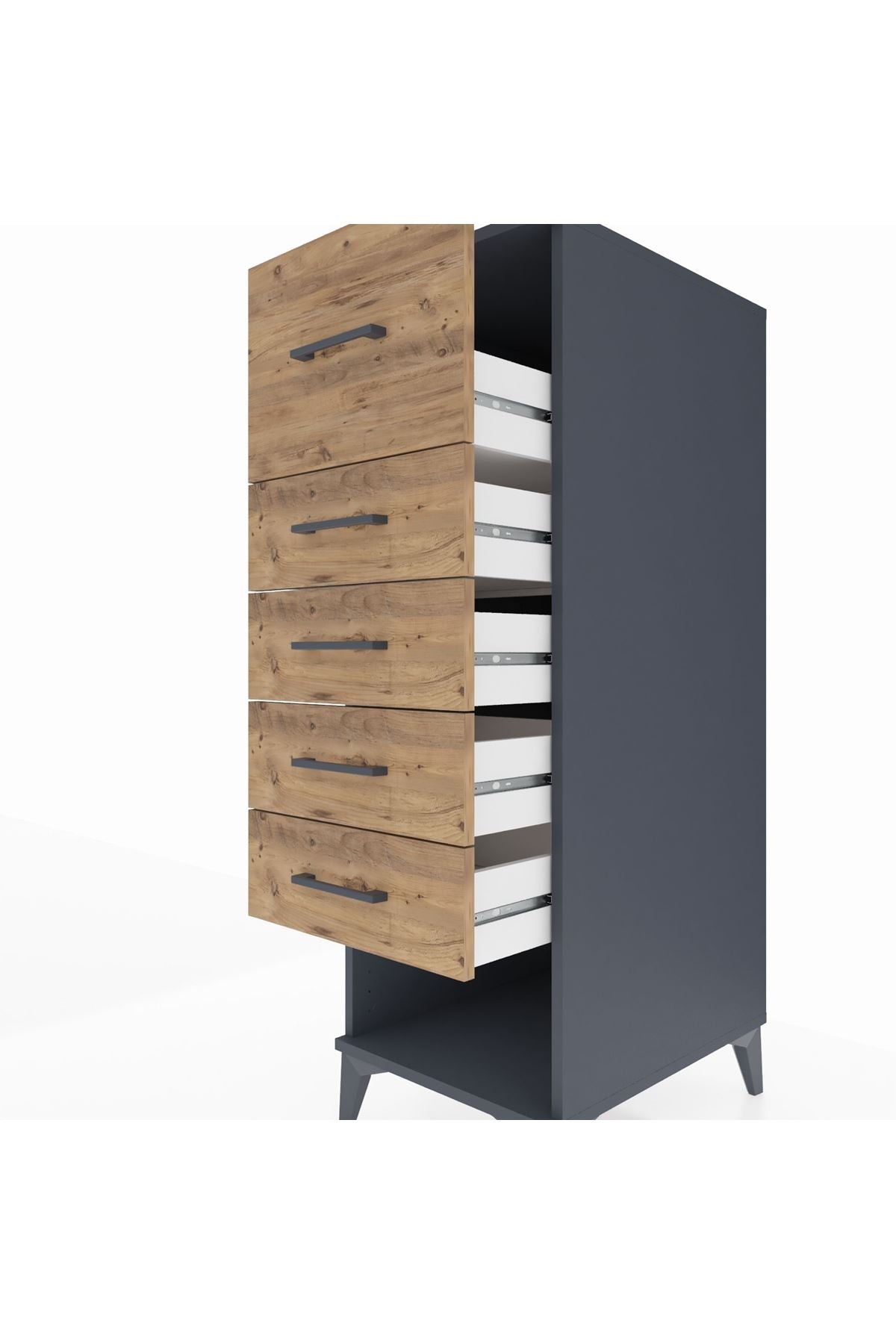 Kronos Dolap 5 Çekmeceli 44x59x134 Antrasit-Çam