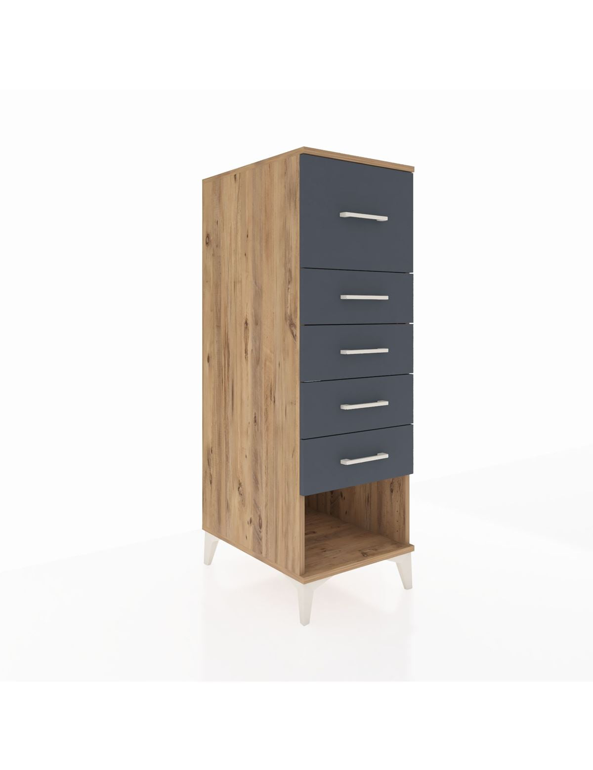 Kronos Dolap 5 Çekmeceli 44x59x134 Çam-Antrasit