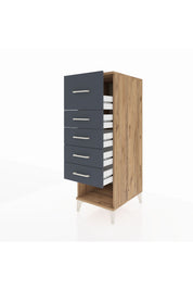 Kronos Dolap 5 Çekmeceli 44x59x134 Çam-Antrasit