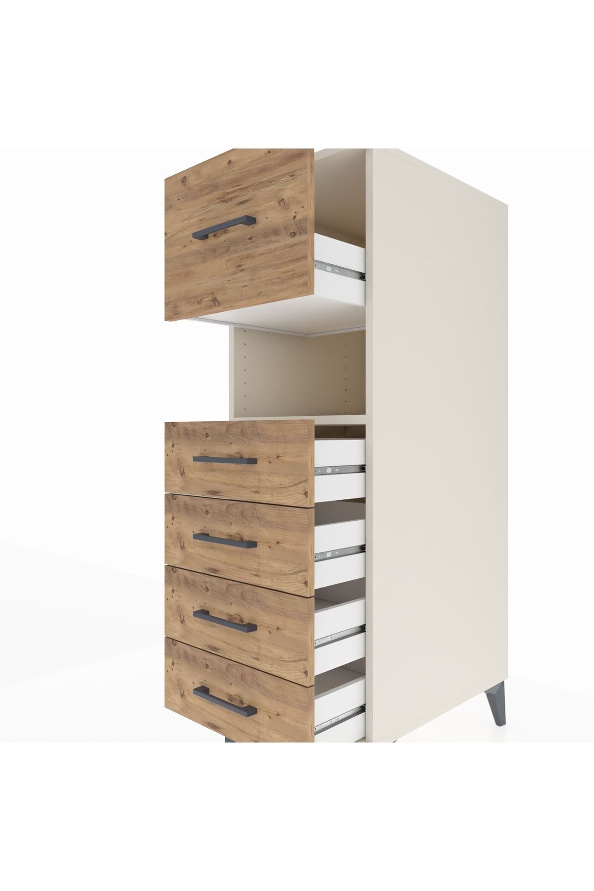 Kronos Dolap Tek Raflı 5 Çekmeceli 44x59x134 Aytaşı-Çam