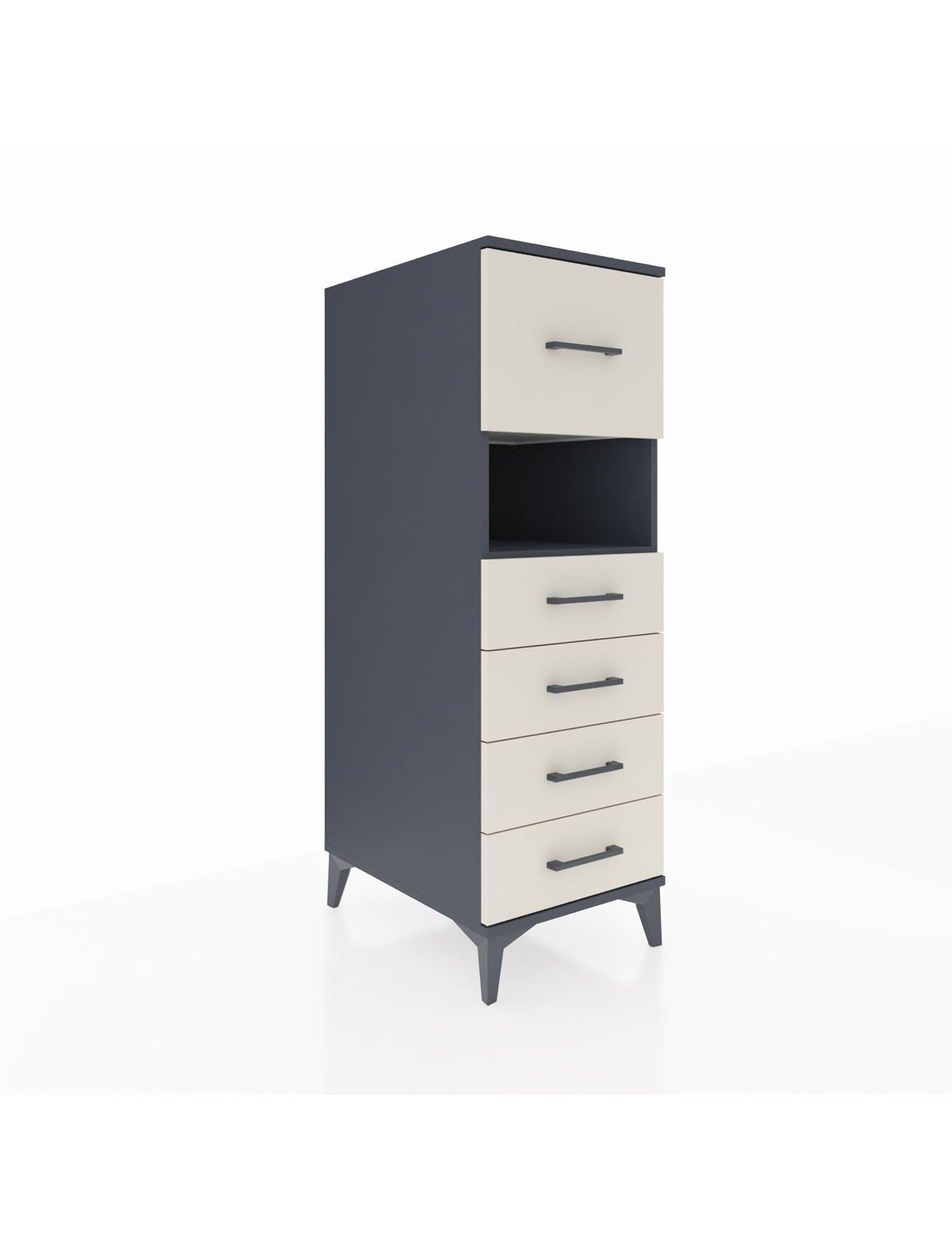 Kronos Dolap Tek Raflı 5 Çekmeceli 44x59x134 Antrasit-Aytaşı