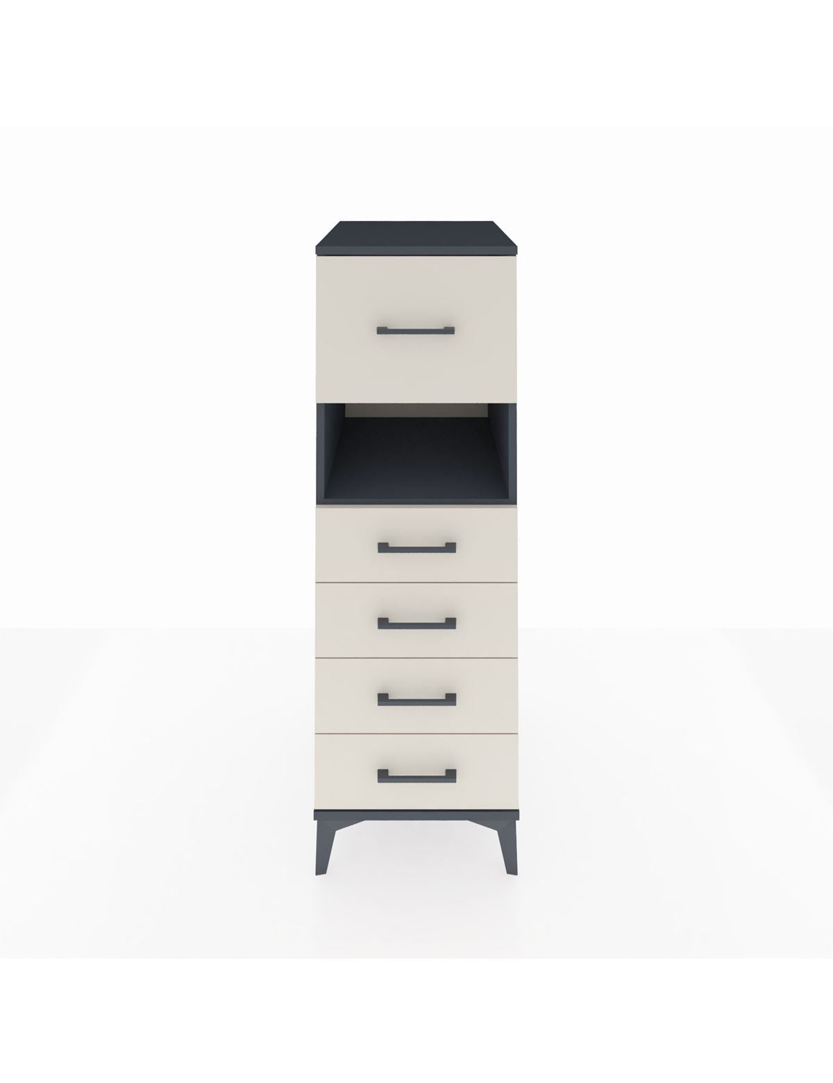 Kronos Dolap Tek Raflı 5 Çekmeceli 44x59x134 Antrasit-Aytaşı