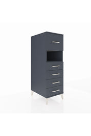 Kronos Dolap Tek Raflı 5 Çekmeceli 44x59x134 Antrasit-Antrasit