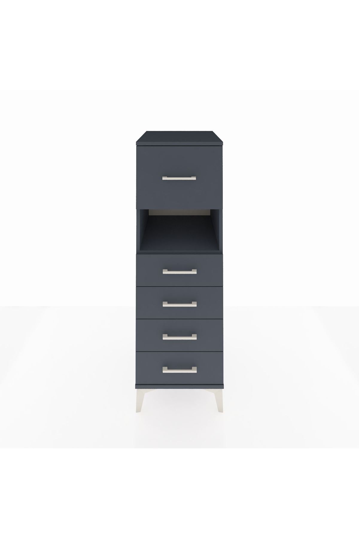 Kronos Dolap Tek Raflı 5 Çekmeceli 44x59x134 Antrasit-Antrasit