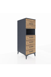 Kronos Dolap Tek Raflı 5 Çekmeceli 44x59x134 Antrasit-Çam