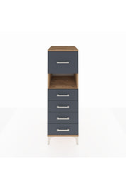 Kronos Dolap Tek Raflı 5 Çekmeceli 44x59x134 Çam-Antrasit