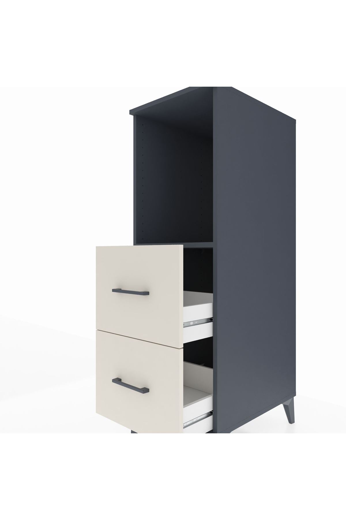 Kronos Dolap Tek Raflı 2 Çekmeceli 44x59x134 Antrasit-Aytaşı
