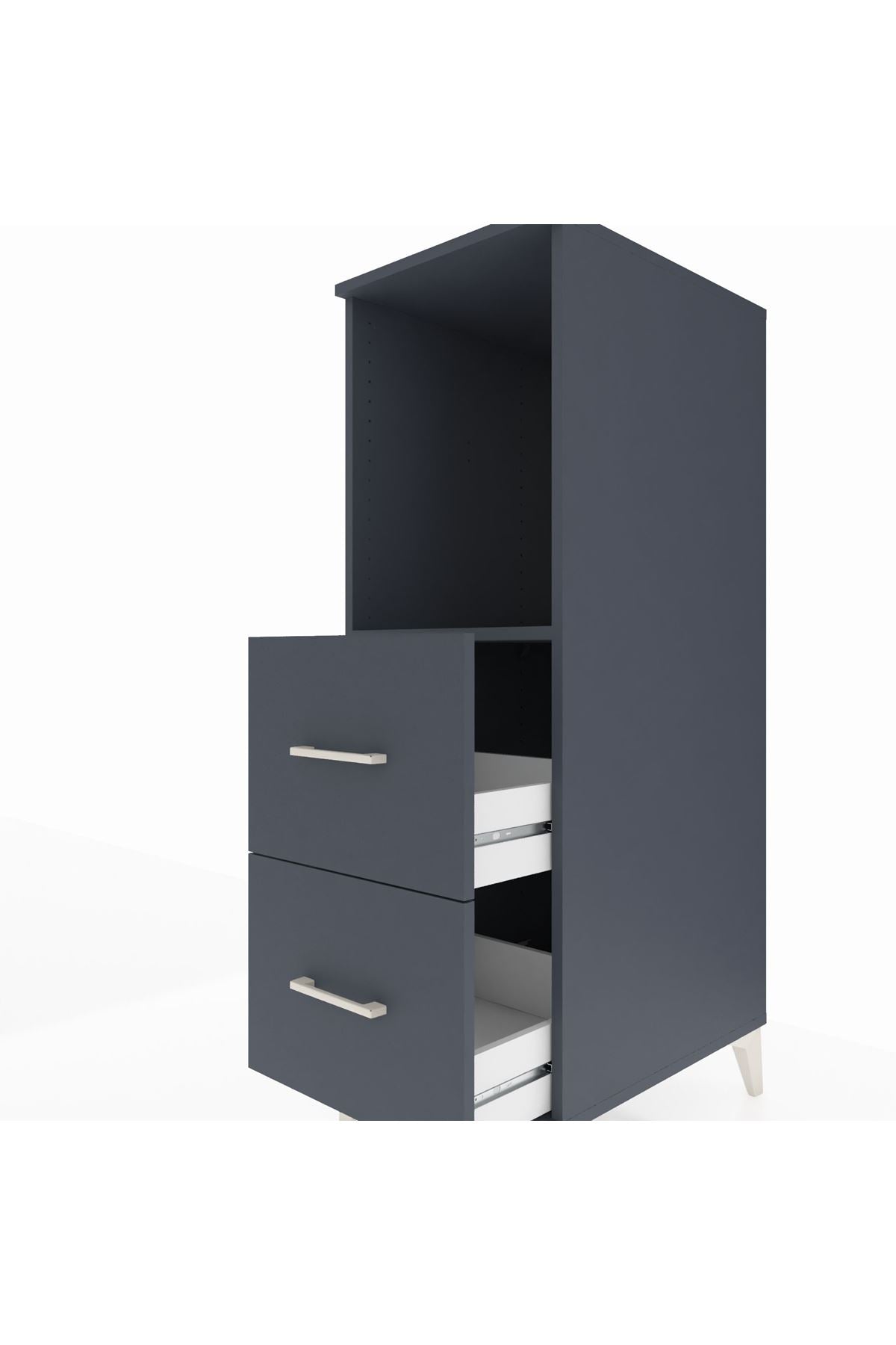 Kronos Dolap Tek Raflı 2 Çekmeceli 44x59x134 Antrasit-Antrasit