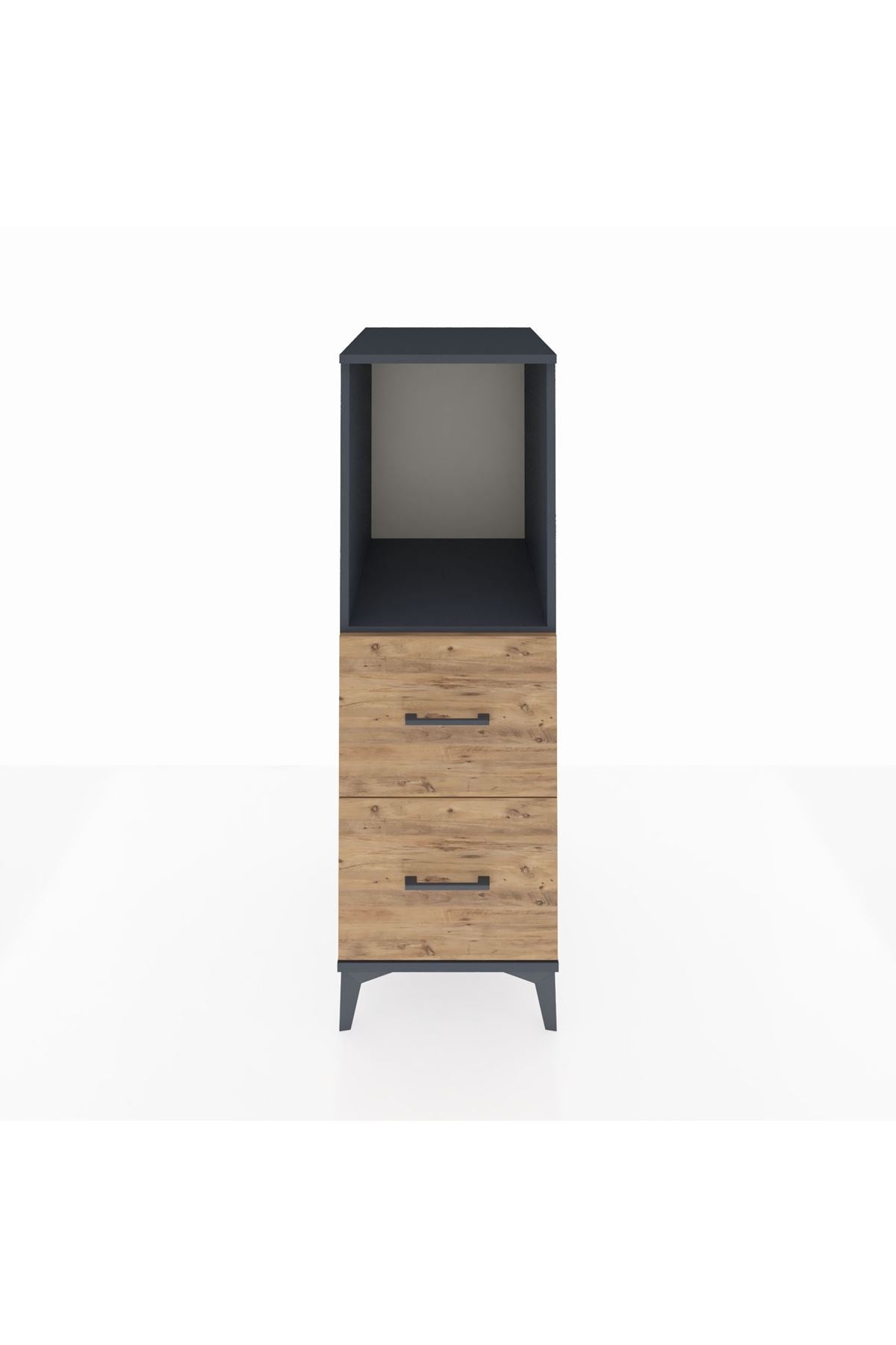Kronos Dolap Tek Raflı 2 Çekmeceli 44x59x134 Antrasit-Çam