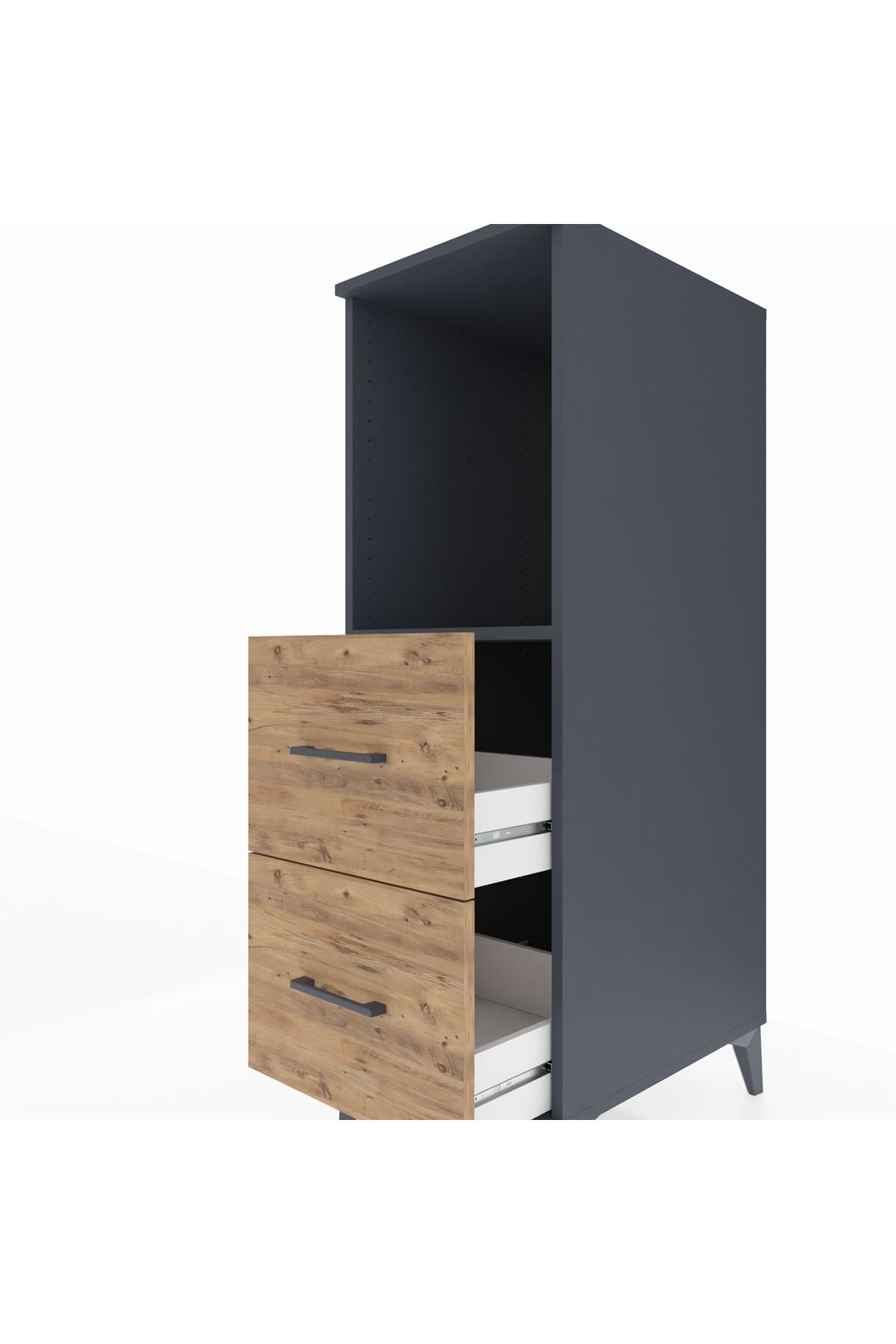 Kronos Dolap Tek Raflı 2 Çekmeceli 44x59x134 Antrasit-Çam