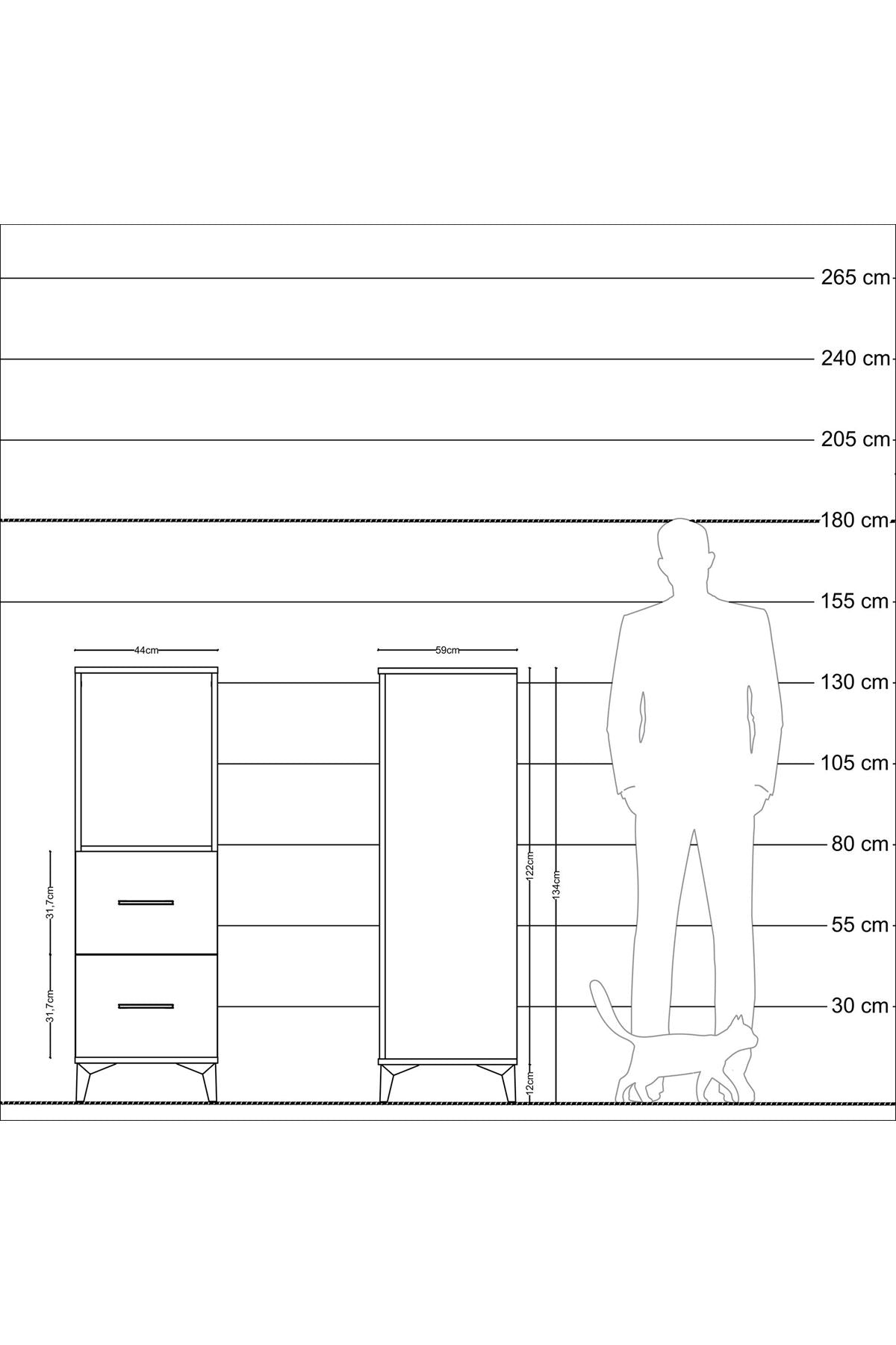 Kronos Dolap Tek Raflı 2 Çekmeceli 44x59x134 Çam-Aytaşı