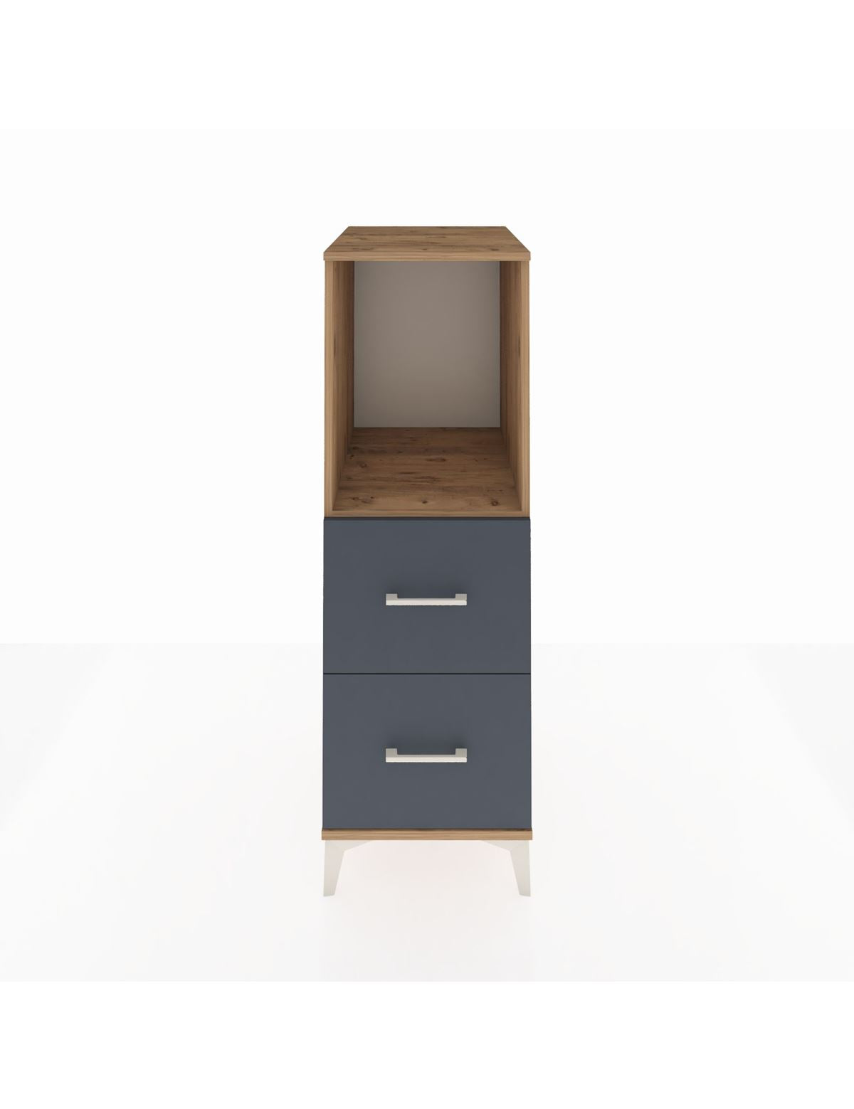 Kronos Dolap Tek Raflı 2 Çekmeceli 44x59x134 Çam-Antrasit