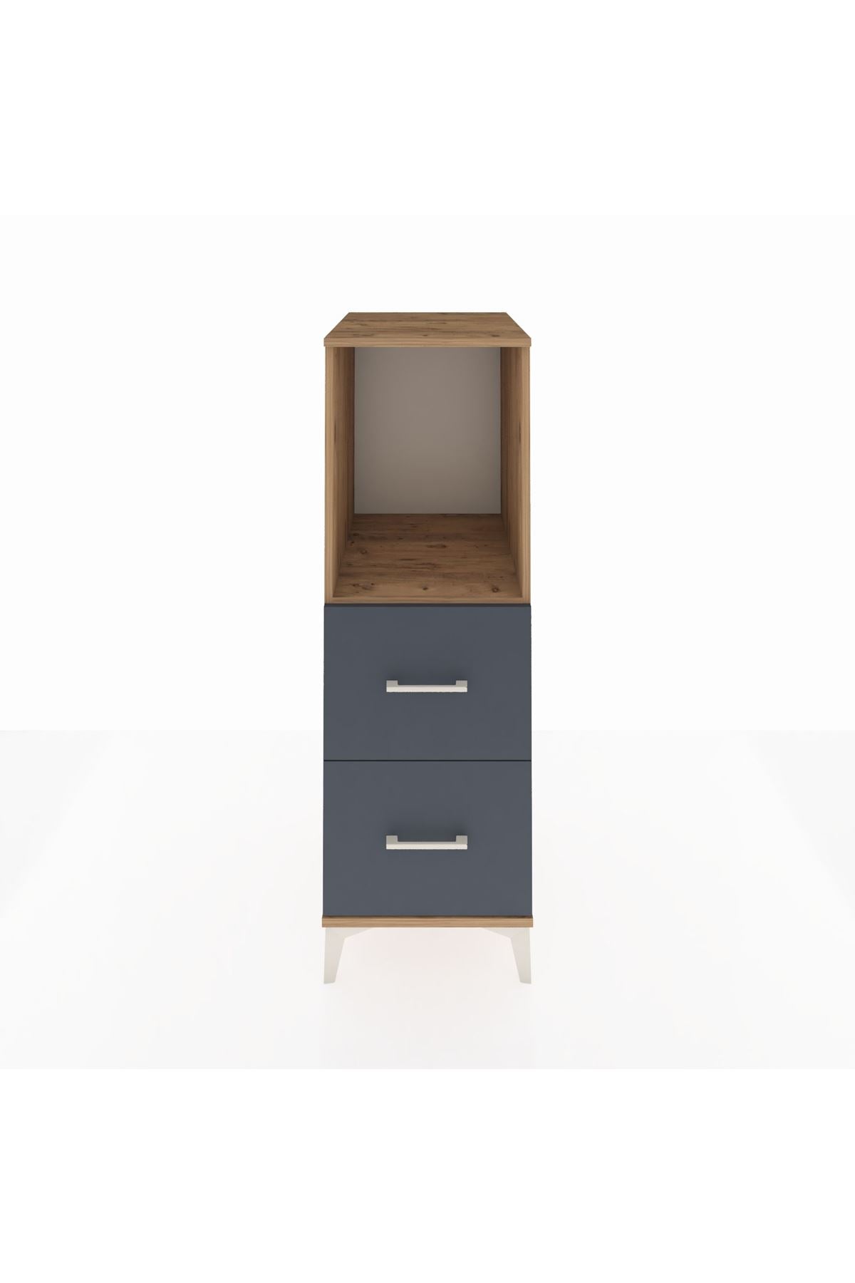 Kronos Dolap Tek Raflı 2 Çekmeceli 44x59x134 Çam-Antrasit