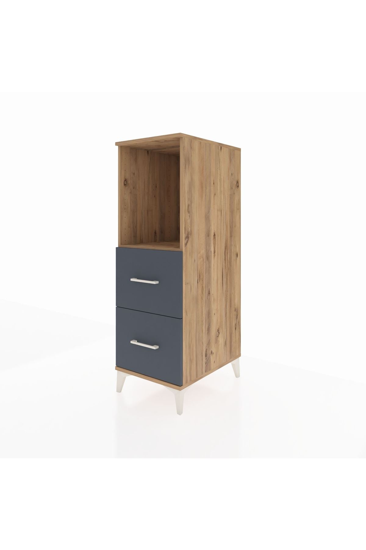 Kronos Dolap Tek Raflı 2 Çekmeceli 44x59x134 Çam-Antrasit