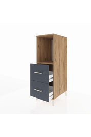Kronos Dolap Tek Raflı 2 Çekmeceli 44x59x134 Çam-Antrasit
