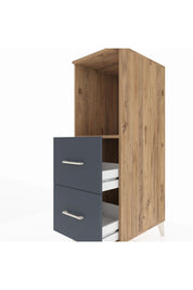 Kronos Dolap Tek Raflı 2 Çekmeceli 44x59x134 Çam-Antrasit