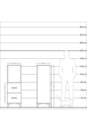 Kronos Dolap Tek Raflı 2 Çekmeceli 44x59x134 Çam-Antrasit