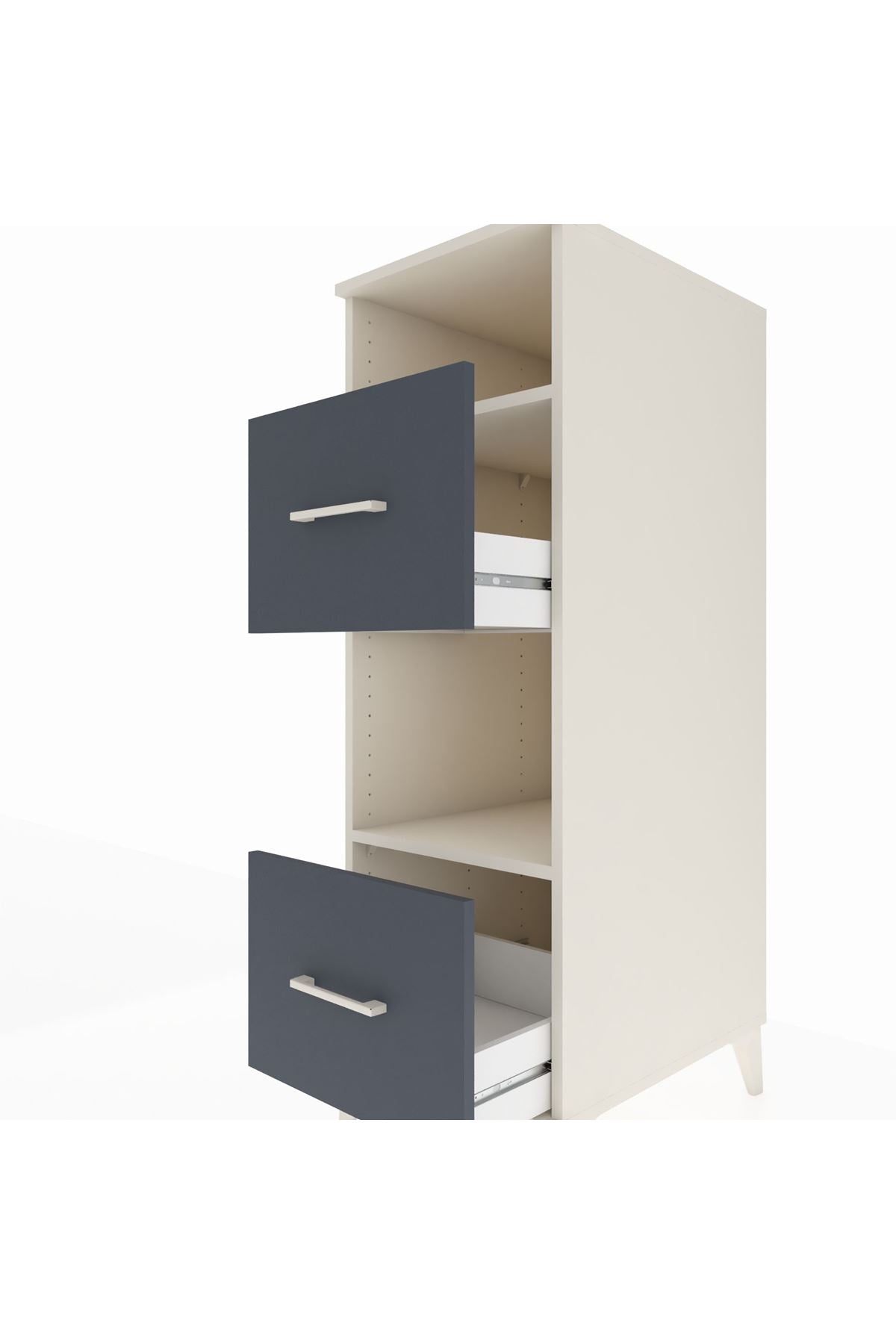 Kronos Dolap 2 Raflı 2 Çekmeceli 44x59x134 Aytaşı-Antrasit