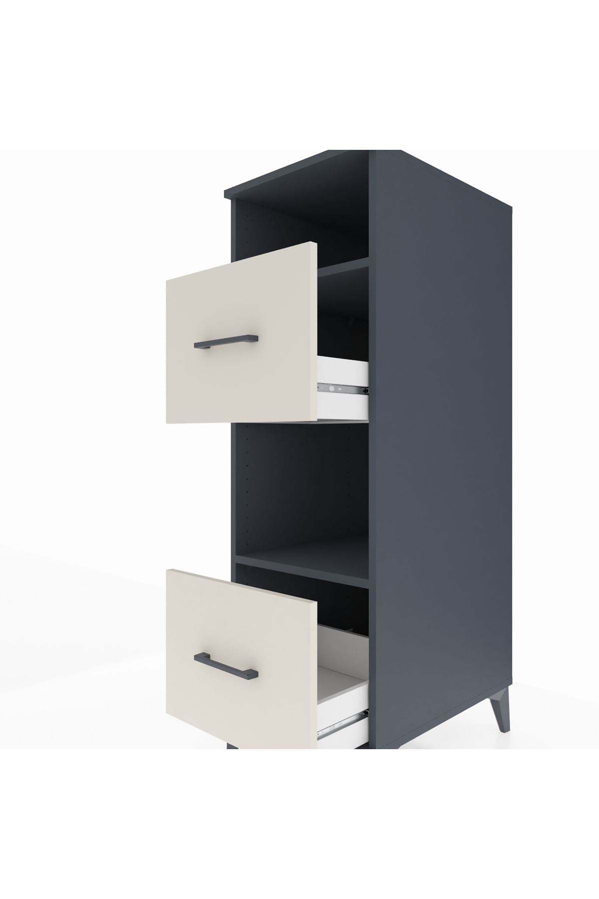 Kronos Dolap 2 Raflı 2 Çekmeceli 44x59x134 Antrasit-Aytaşı